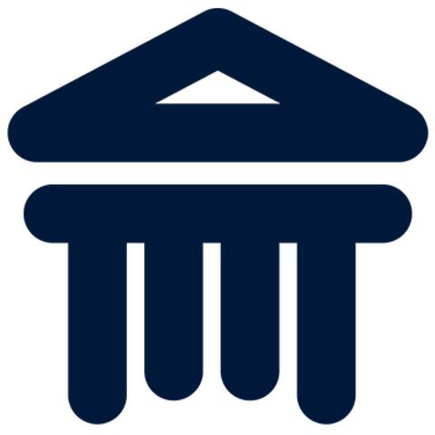 Logo stylised to look like a greek temple